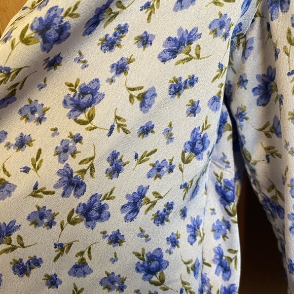 LOST + WANDER Violetta Sweetheart Neck Puff Sleeve Floral Crop Top Purple Large - Picture 5 of 7